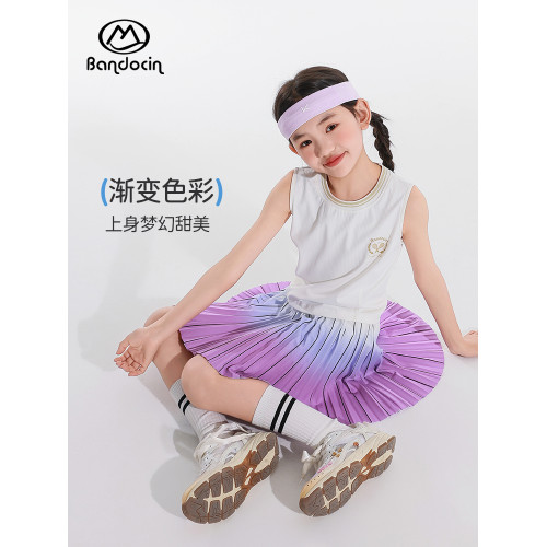 半度閒女童夏季運動短裙洋氣中大童2025新款女孩夏裝防走光裙子潮