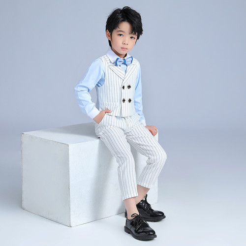 英國NEXT APK男童禮服夏季條紋馬甲套裝短袖背帶褲男童鋼琴主持服