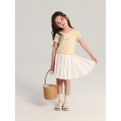 布丁哈魯童裝夏裝女童洋氣短袖2026夏季新款兒童休閒百搭修身T恤