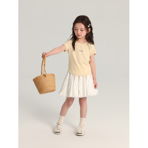 布丁哈魯童裝夏裝女童洋氣短袖2026夏季新款兒童休閒百搭修身T恤