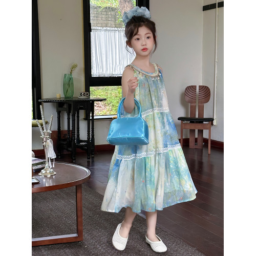 女童連衣裙夏季2025新款童裝女孩波西米亞度假超好看兒童吊帶裙子
