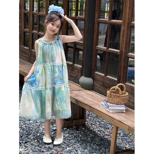 女童連衣裙夏季2025新款童裝女孩波西米亞度假超好看兒童吊帶裙子