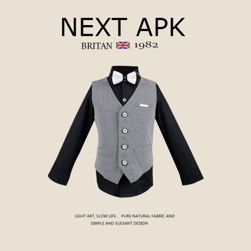 英國NEXT APK春秋兒童禮服純色馬甲套裝男童鋼琴主持演講表演服