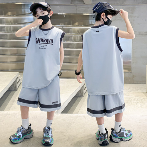 兒童裝男童夏裝無袖套裝2025新款夏季中大童運動夏款速乾速乾球服