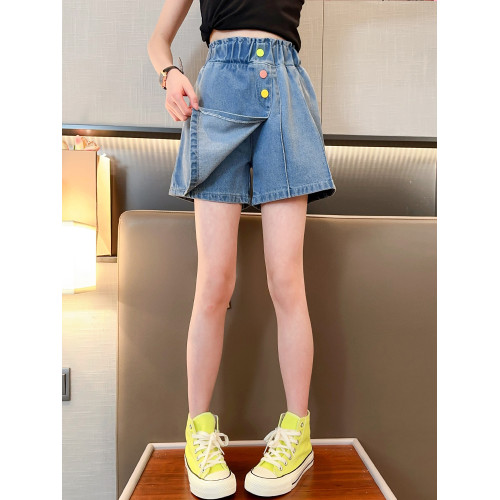 REY韓國女童牛仔短褲夏裝2025新款中大童夏季裙褲女孩兒童裝潮
