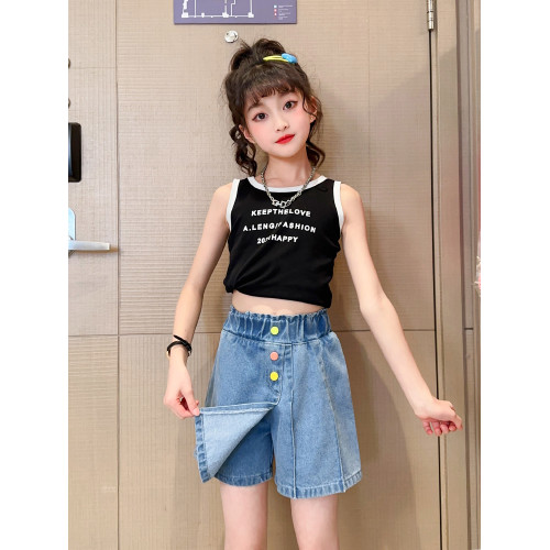 REY韓國女童牛仔短褲夏裝2025新款中大童夏季裙褲女孩兒童裝潮