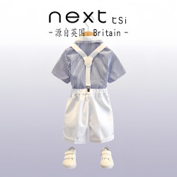 next tsi男童禮服主持人背帶褲夏季小花童婚禮鋼琴演出服紳士套裝