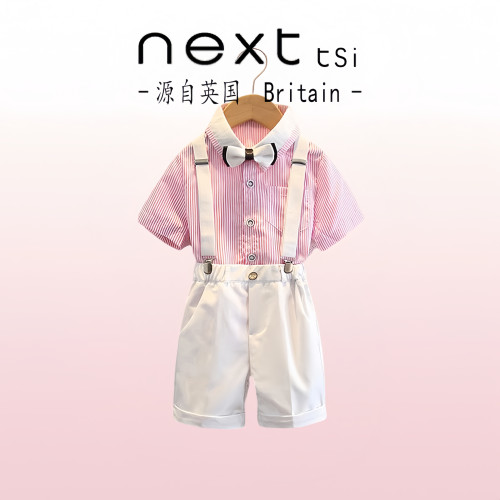 next tsi男童禮服主持人背帶褲夏季小花童婚禮鋼琴演出服紳士套裝