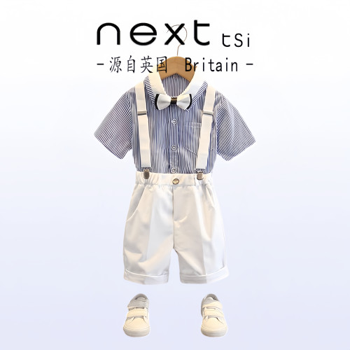 next tsi男童禮服主持人背帶褲夏季小花童婚禮鋼琴演出服紳士套裝