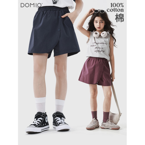DOMIO女童短褲子2025夏季新款兒童半包裙褲假兩件休閒親子裙褲潮