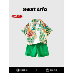 Next trio男童套裝夏2025新款帥氣時髦港風兒童小男孩酷帥夏裝