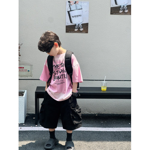 喬伊斯童裝025夏季新款韓版男童百搭軋染美式字母透氣t恤兒童上衣