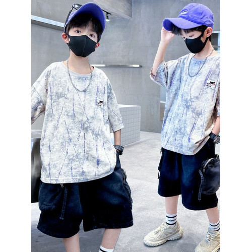 安哼安哼套裝韓版夏季印花男童