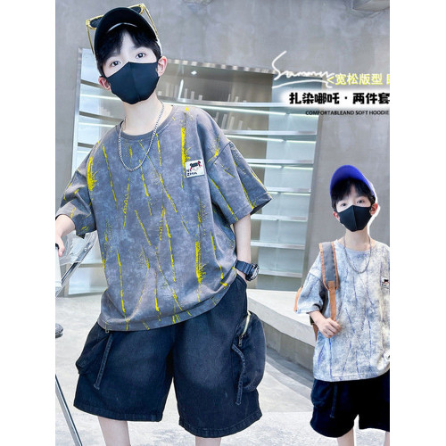 安哼安哼套裝韓版夏季印花男童