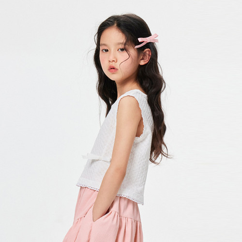 gxgkids童裝兒童背心夏季新款蝴蝶結透氣女童洋氣舒適背心T恤潮