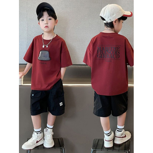 男童夏季套裝2025新款中大童裝夏裝洋帥氣時髦男孩短袖夏款衣服潮