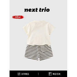 Next trio男童套裝夏2025新款兒童薄款卡通短袖短褲兩件套外出服