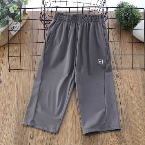 巴拉清貨男童夏季薄款冰絲七分褲2025新款運動速乾褲男孩中褲馬褲