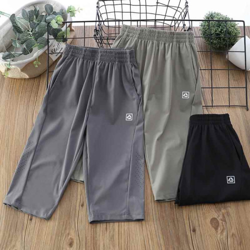 巴拉清貨男童夏季薄款冰絲七分褲2025新款運動速乾褲男孩中褲馬褲