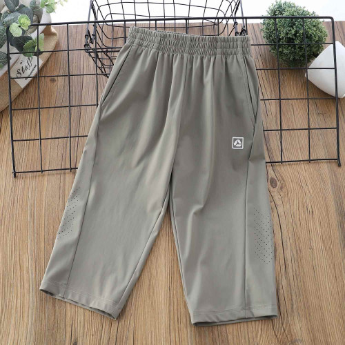 巴拉清貨男童夏季薄款冰絲七分褲2025新款運動速乾褲男孩中褲馬褲