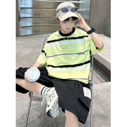 安哼安哼男童夏裝短袖套裝條紋2025新款帥氣男孩中大童兒童夏季兩