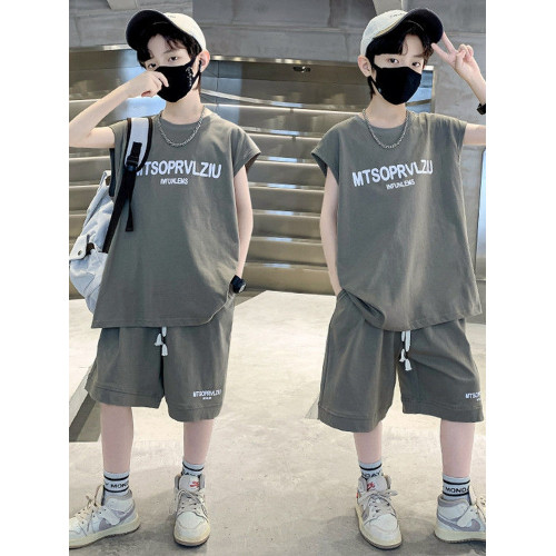 安哼安哼套裝韓版夏季印花男童