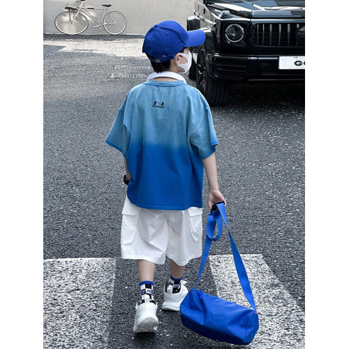 安哼安哼男童夏裝短袖套裝2025新款薄款夏季中大兒童男孩酷帥炸街