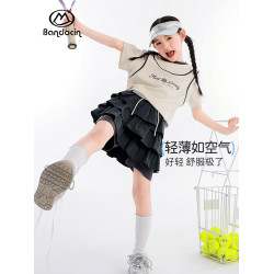 半度閒女童夏裝薄款百褶裙褲洋氣2025新款兒童夏季網球運動短裙子
