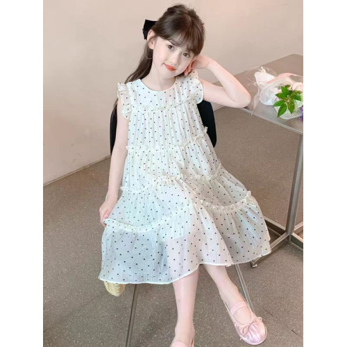 女童夏裝連衣裙2025新款兒童洋氣韓版女孩夏季裙子圓點背心公主裙