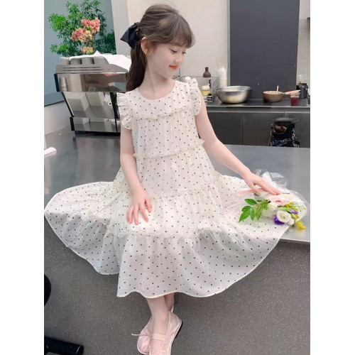女童夏裝連衣裙2025新款兒童洋氣韓版女孩夏季裙子圓點背心公主裙
