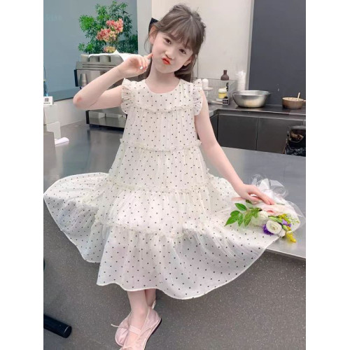 女童夏裝連衣裙2025新款兒童洋氣韓版女孩夏季裙子圓點背心公主裙