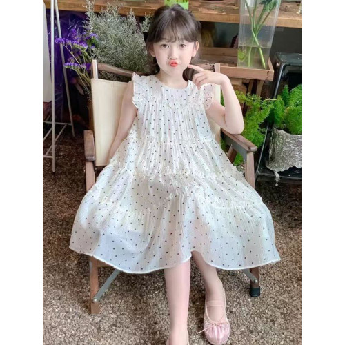 女童夏裝連衣裙2025新款兒童洋氣韓版女孩夏季裙子圓點背心公主裙