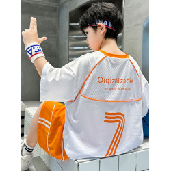 安哼安哼冰絲速乾男童套裝夏季薄款2025新款兒童夏裝短袖運動服大