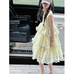 孫小美kids 海邊度假女童碎花連衣裙2025新款夏裝兒童裙子蛋糕裙