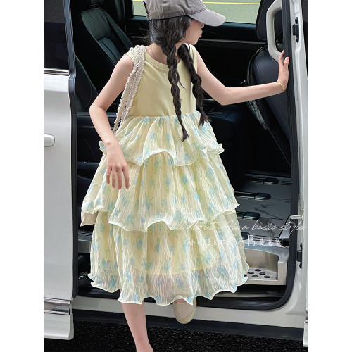 孫小美kids 海邊度假女童碎花連衣裙2025新款夏裝兒童裙子蛋糕裙