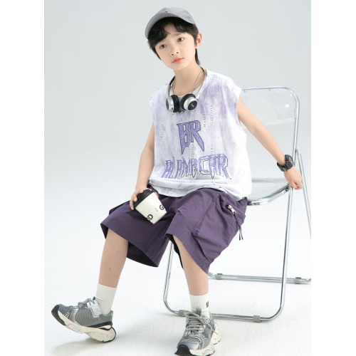安哼安哼男童夏款套裝2025新款夏季坎肩上衣中大兒童男孩夏裝兩件