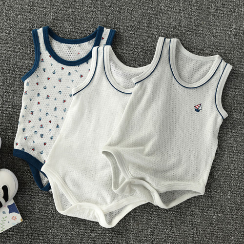 三件裝 網眼爬服 夏季純棉薄款鏤空兒童 寶寶背心 夏款 新款
