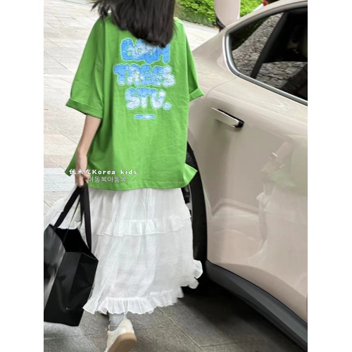 波拉bora韓國童裝女童白色仙女裙2025春夏季女孩半裙甜美氣質裙子