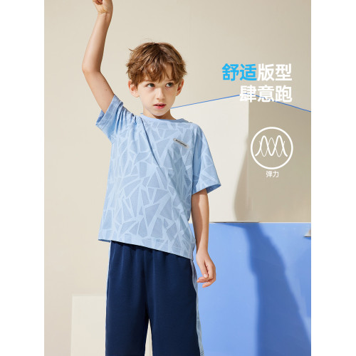 ASKjunior童裝套裝2025夏季新款男童短袖速乾兒童T恤五分褲兩件套