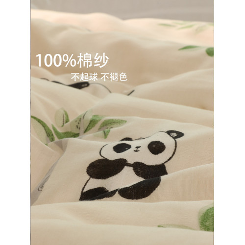 熊貓被套純棉a類嬰兒幼兒園可愛卡通兒童被罩單件薄雙層紗棉紗布