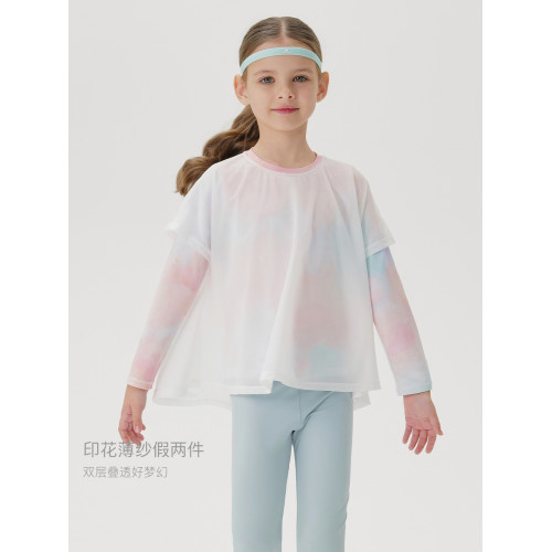 [涼感防曬]馬克珍妮女童星雲假兩件運動仙女T恤上衣春夏裝241677