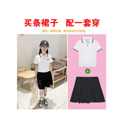 2025夏季新女童短袖t恤軟棉兒童polo衫休閒帶領撞色花邊半袖T上衣