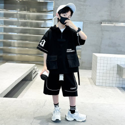 時尚新品男童夏裝套裝痞帥氣短袖運動中大兒童裝夏季男孩時髦潮酷