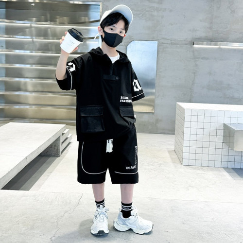 時尚新品男童夏裝套裝痞帥氣短袖運動中大兒童裝夏季男孩時髦潮酷