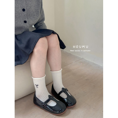 兒童襪子春秋薄款純棉女童中大童卷邊松口無骨秋季白色中筒堆堆襪