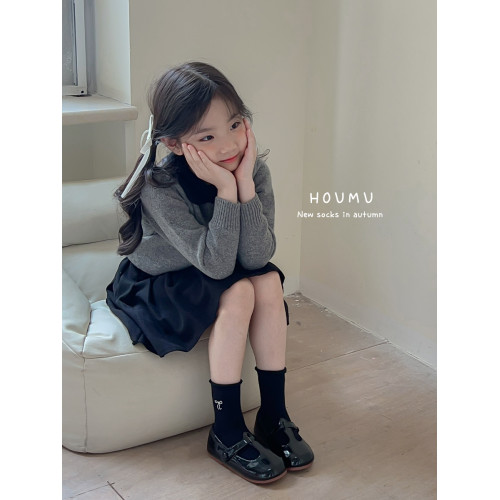 兒童襪子春秋薄款純棉女童中大童卷邊松口無骨秋季白色中筒堆堆襪