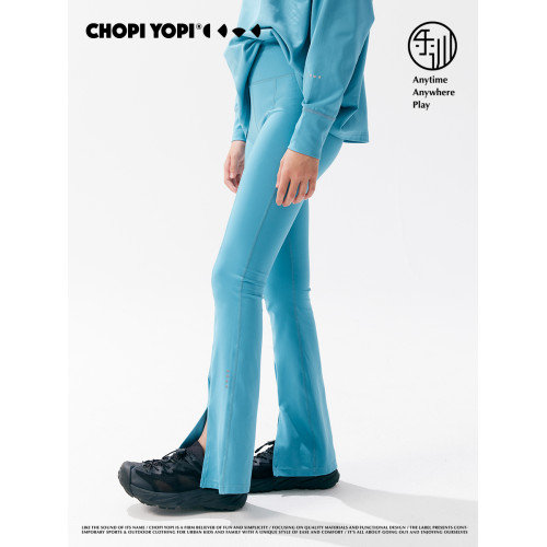 chopiyopi【果凍喇叭褲】 兒童春秋新款女童開衩微喇瑜伽運動褲