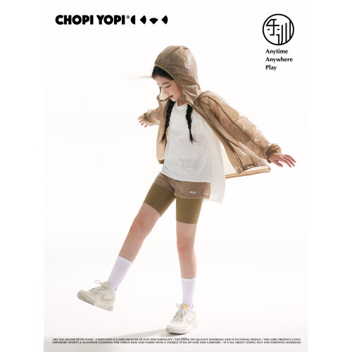 chopiyopi童裝 兒童假兩件運動中短褲夏季新款女童騎行瑜伽五分褲