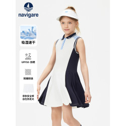 Navigare意大利小帆船女童連衣裙2025年夏季洋氣兒童無袖POLO裙