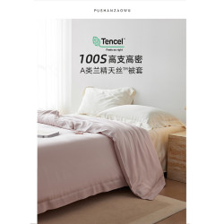 高級100S萊賽爾蘭精天絲被套單件 A類簡約涼感冰絲被罩絲滑裸睡夏